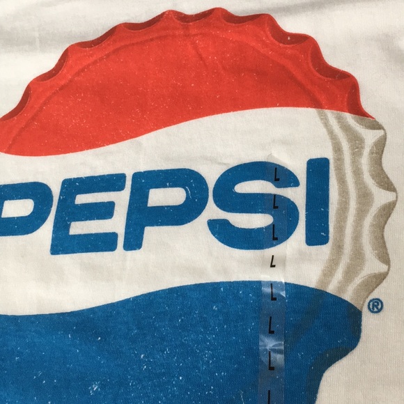 L PEPSI COLA VINTAGE BOTTLE CAP LOGO SHIRT 70s vibe cotton t-shirt LARGE - Picture 1 of 4